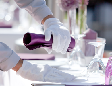 Linen Laundry Catered Event Purple Linens 600X600